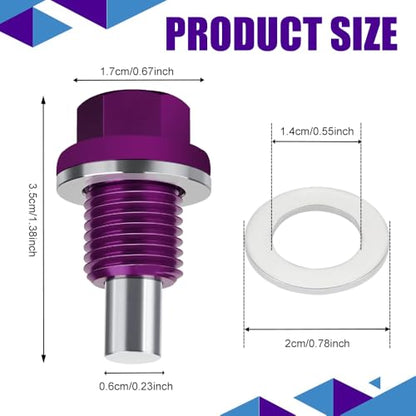 M14×1.5 Magnetic Oil Drain Plug, Transmission Oil Plug, Oil Pan Sump Drain Nut Bolt Screw Repair Kit, Car Magnetic Oil Drain Plug Removal Tool for Honda, Mazda, Suzuki, Jeep, Odyssey - color: Purple