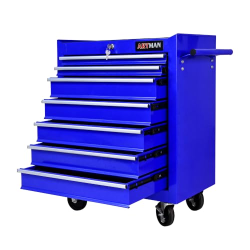7 Drawers Rolling Tool Chest on Wheels, Multifunctional Tool Cart Tool Storage, Drawers Rolling Tool Trolley Organizer Tool Case for Garage,Warehouse,Workshop,Repair Shop (7 Drawers-Blue) - color: Blue, size: 7 Drawers