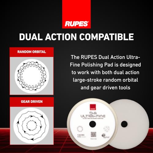 RUPES 9.DA180S Pack of 12 White D-A Ultra-Fine Polishing Foam Pads 180mm | Ideal for Paint Correction | Extremely Fine Defect Removal | Compatible with 6" Backing Plate - size: Ultrafine 180mm, style: Pack of 12