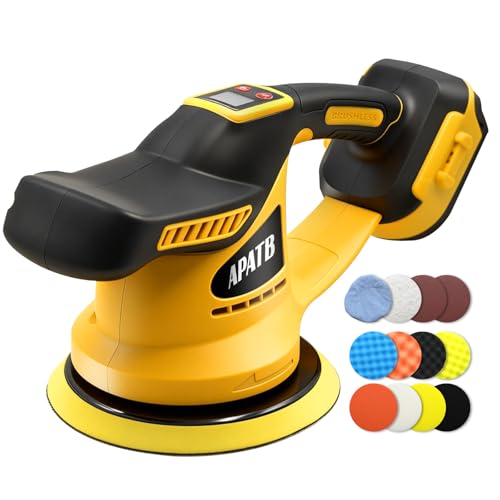 Upgraded Cordless Buffer Polisher - Buffer Polisher Kit Compatible with Dewalt 20V Battery, 6-Inch Brushless Car Polisher with 12pcs Polishing Accessories for Car Polishing/Waxing (Tool Only)