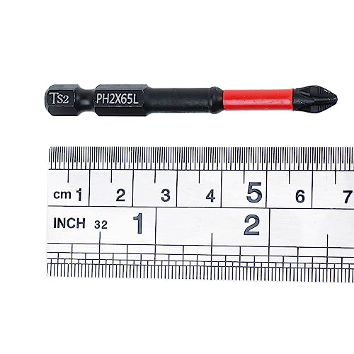 10 Pack Phillips PH2 Magnetic Anti Slip Screwdriver Bit Set 2.5" L TS2 Anti-Slip Long Drill Bits Impact Driver Bits - size: Length:65mm