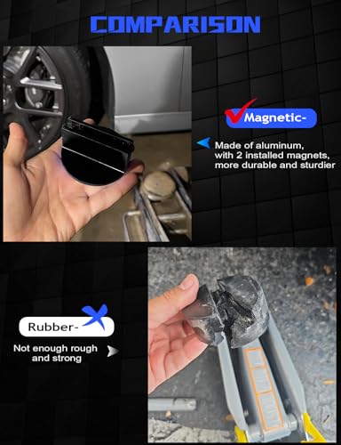 Magnetic Jack Pads, 2PCS, Black | Aluminum Alloy, Universal, 0.45'' Slotted Width, Pinch Weld Jack Adapter for Floor Jacks, Bottle Jacks, Scissor Jacks - color: Black 2 Pack