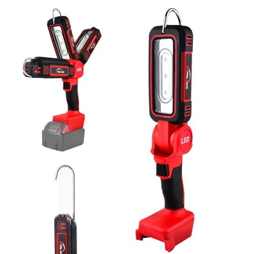 Cordless LED Work Light 2500LM 2 Modes Battery Light Compatible with Milwaukee 18V (NO Battery) with Hook Portable Inspection Light for Car Repair, Workshop, Camping, Outdoor - style: For Milwaukee M18 Battery