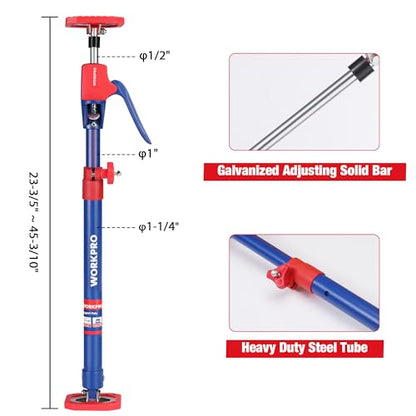 WORKPRO Cabinet Jack Support Pole, 23-5/8" to 45-1/4" Steel Telescopic Quick Support Rod Adjustable 3rd Hand Support System with 154 lbs Capacity for Cabinet Jack, Drywall Jack& Cargo Bars, 2-Pack - size: Medium-23.6"-45.3" 2PC
