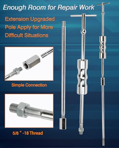 ReluxGo Inner CV Axle Puller Removal Tool with 5/8"-18 Slide Hammer and Extension Upgraded Pole, CV Joint Removal Tool with 63mm 48mm CV Joint Fork and Outer CV Joint Adapter Steel Cable Adapter - size: 2" & 2.5" CV Joint Fork With Box