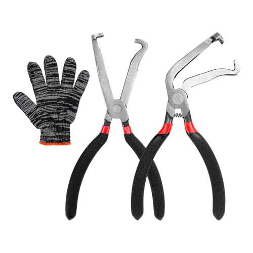 Electrical Connector Pliers, Electrical Disconnect Plier for Cars, Straight and 60°Bend Fuel Line Pliers with Anti-Slip Grip, Fuel Line Disconnect Tool Set for Air Flow Sensors Fuel Injectors (Red) - color: Red