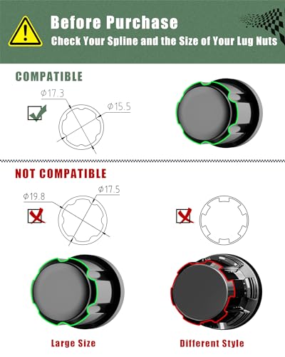 Small 6 Point Spline Lug Nuts Key Tuner Socket Tool -Diameter Lock Lug Nut Key Compatible with 3/4" (19mm) and 13/16" (21mm) Hex Replacement Socket M12x1.5, M12x1.25, 1/2-20, M10x1.25, 3/8-20 - size: 6 Spline Lug Nuts Key