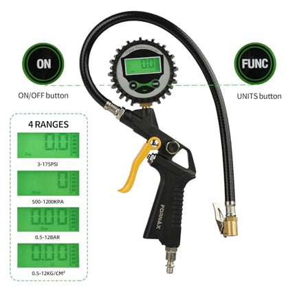 FORNAX Heavy Duty Compressor Accessory Kit, Digital Tire Inflator with Pressure Gauge, Heavy Duty Blow Gun, Hose Fittings & Air Nozzles,1/4" NPT Air Tool Kit for Car, Garage, Workshop Use