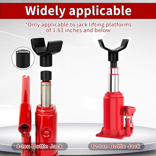 2-in-1 Bottle Jack Adapter - Universal Steel Adapter for Safe Jack Lift, Fits 1.61-Inch (41mm) or Smaller Bottle Jacks, Works with Round Axles (4.5" Max) & Square Axles (3.5" Max) - color: Black-With one jack adapters