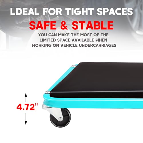40 inch Adjustable Foldable Z Creeper Rolling Seat with Wheels for Garage Shop Auto Repair, 330LBS Capacity 2 in 1 Chair, Blue - style: 40inch-Blue