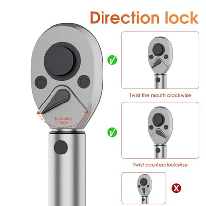 17 Piece Small Torque Wrench Set (5-30nm), 1/4" Drive Click, 72 Teeth Bidirectional Torque Wrench, ±3% Accuracy，Professional Tool Set for Bicycles and Motorcycles
