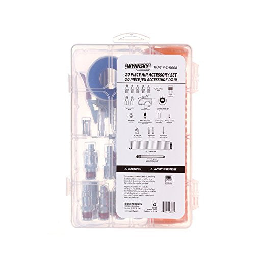 1/4 Inch NPT Air Accessory Kit - 20 Piece, Air Compressor Hose Tool Kit with Coil PU Hose/Blow Gun/Tire Gauge/Storage Case