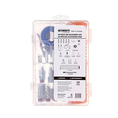 1/4 Inch NPT Air Accessory Kit - 20 Piece, Air Compressor Hose Tool Kit with Coil PU Hose/Blow Gun/Tire Gauge/Storage Case