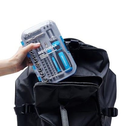 MECHMAX 68-Piece Ratcheting Screwdriver Set with Bits & Sockets | Precision tool kit with sockets & compact injection storage case. Ideal for household DIY, furniture assembly & repair