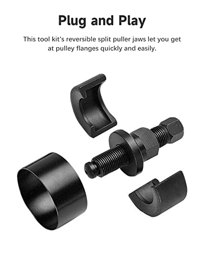 12 PCS Power Steering Pulley Puller Tool Pulley Remove and Install Tool Set Universal Fit for Water Pump, Vacuum Pump Pulleys and Most Engines with Storage Case