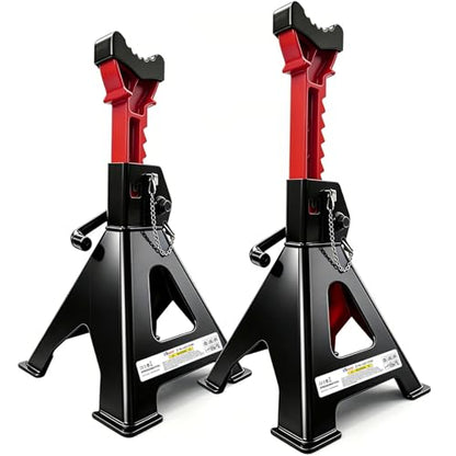 3 Ton Jack Stands (6,600 lbs) - Heavy Duty Car Jack Stand with Double Pin Locking, Adjustable 11.22"-16.54" Height, Extra Rubber Pads for Trucks, Garage, Home,DIY Use - 1 Pair Black+Red - color: Black+Red, size: 3 Ton Double Locking