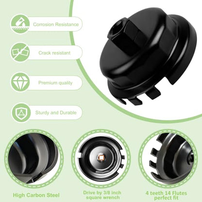 Anti-Rupture 64mm Oil Filter Wrench for Toyota, Tacoma, Camry, Tundra, Lexus, Sienna, RAV4, Highlander, Fj Crusier, Avalon - 64mm Oil Filter Cap Removal Socket Tool