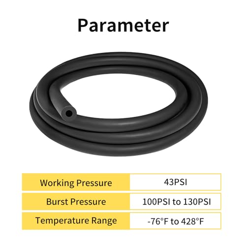 Unicaravan Silicone Vacuum Hose 10FT ID 1/4" (6mm), Wall Thickness 4mm,Matte Black Tubing, With 10PCS Clamps, Tube Cutter, screwdriver,Automotive Marine & Industrial Use - size: 1/4" (6mm) - 10FT + 10PCS Clamps + tube cutter