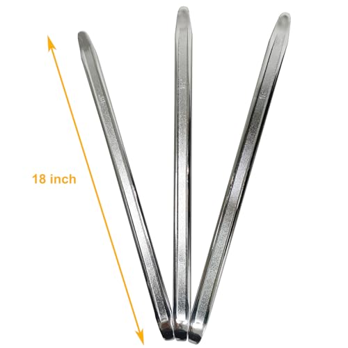 3-Piece 18-Inch Tire Iron Spoon Set - Heavy-Duty Steel Tire Pry Bar Kit with Zinc Coating, Bead Lifting Tool for Motorcycle, Car, and Vehicle Tire Maintenance - size: 18 inch