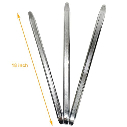 3-Piece 18-Inch Tire Iron Spoon Set - Heavy-Duty Steel Tire Pry Bar Kit with Zinc Coating, Bead Lifting Tool for Motorcycle, Car, and Vehicle Tire Maintenance - size: 18 inch