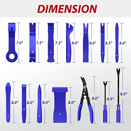 Nilight Trim Removal Tool 88Pcs, Auto Push Pin Bumper Retainer Clip Set Fastener Terminal Remover Tool Adhesive Cable Clips Kit Car Panel Radio Removal Auto Clip Pliers - color: 88 Clips+ Remover Tools Blue