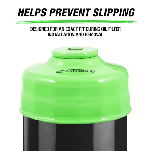 OEMTOOLS 74mm 14 Flute Oil Filter Wrench, Green, Blend | 74 mm 14 Flute Oil Filter Wrench, Fits 3/8" Ratchet, Non-Slip Grip, Rust-Resistant - style: 74 mm 14 Flute