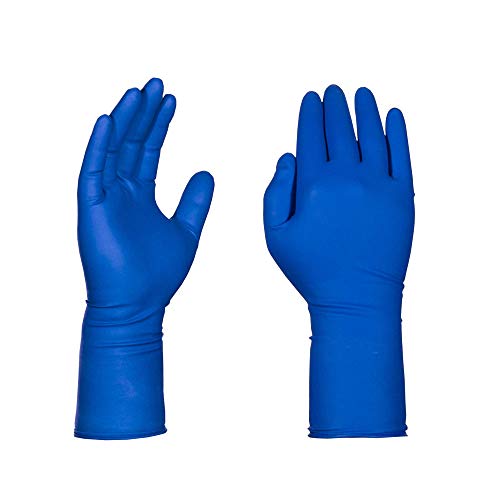 AMMEX Blue Disposable Latex Exam Gloves, 13 Mil, Powder-Free, Textured, Non-Sterile, Longer Cuff