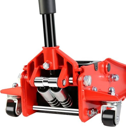 4 Ton Low Profile Floor Jack, Heavy Duty Floor Jack with Dual Pistons Quick Lift Pump, Steel Car Jacks Adjustable Height 4"-21", Hydraulic Trolley Floor Jacks 4 Ton/8000 LBS Capacity, Red - color: Red - 4 Ton(Dual Pump), Lift 4"-21"