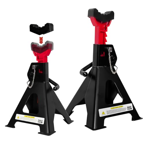 YATOINTO 6 Ton Jack Stands, 15.6"-23.4" Adjustable with Double Pin Locking,Heavy Duty Jack Stands with Extra Rubber Pads,Car Lifts for Home Garage,Lifting Various Vehicles,1 Pair Black - color: Black+Red, size: 6 Ton Double Pin Locking with Rubber Pads