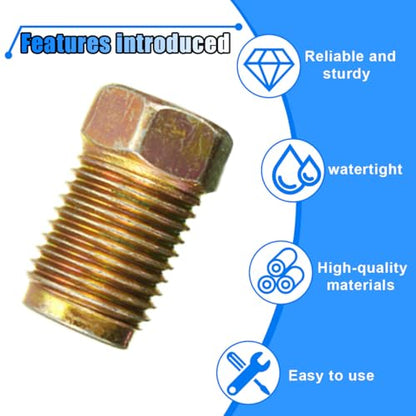 10PCS Car Brake Line Fittings, M10 x 1.0 Thread Stainless Steel Brake Line Nut, Metric Invert Flare Fittings for 3/16" Brake Line Tube