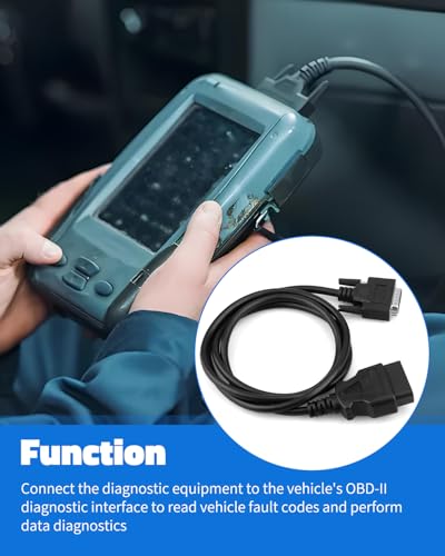 OBD2 OBDII Cable Fits for Cen-Tech Code Reader Scanner Models 60693 60694 60794 62119 62120, 15 Pin Car Male Connector to 16 Pin OBD2 Connector Cord, 4FT Cord