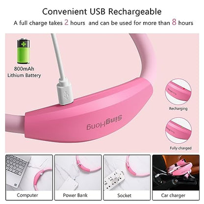 Neck Book Light, LED Reading Lamp, USB-C Rechargeable, Hands Free, 4 LED Bulbs, 4 Adjustable Brightness, for Reading in Bed or Reading in Car Lamp (Pink) - color: Pink
