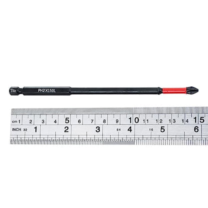 10 Pack Phillips PH2 Magnetic Anti Slip Screwdriver Bit Set 6 inch Length TS2 Anti-Slip Long Drill Bits Impact Driver Bits - size: Length:150mm
