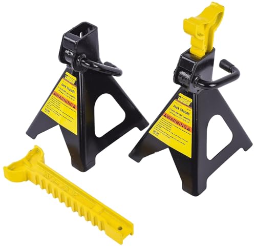 JEGS Jack Stands | 2-Ton Per Pair/Per Axle Capacity | Height Adjusts From 10 3/8in. To 16 1/4in. Inches | Steel Frame | Sturdy Base With Lever Action Height Adjustment | 1 Pair Per Package