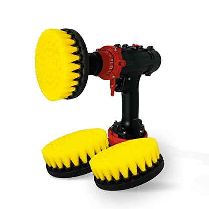 Premium Drill Brush Professional – Medium-Soft 5 in Yellow Set of 3 | Scratch-Free Cleaning Brush for Tile, Grout, Bathtub, Shower, Fibreglass and Ceramic Surfaces - color: Yellow