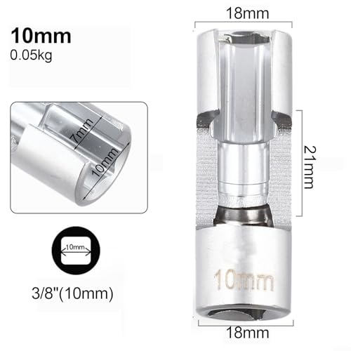 Diesel Injector Line Socket Set, Line Removal Tool 3/8 Drive, Chrome Vanadium Steel Open End Wrench for Auto Oxygen Sensor, 10-19mm(10mm) - color: 10mm