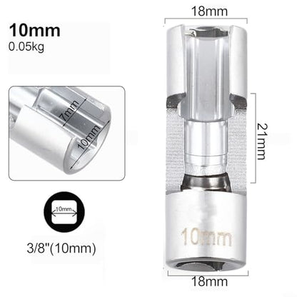 Diesel Injector Line Socket Set, Line Removal Tool 3/8 Drive, Chrome Vanadium Steel Open End Wrench for Auto Oxygen Sensor, 10-19mm(10mm) - color: 10mm