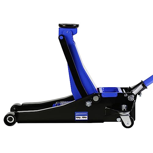 Floor Jack, Professional Heavy Duty Hydraulic Floor Jack, Low Profile Steel Racing Floor Jacks w/2 Piston Quick Lift Pump, Lifting 3.3"-18.5" 3 Ton(6000lb) Capacity Blue - color: Lift 3.3"-18.5" 3 Ton(6,000lb) Blue Steel