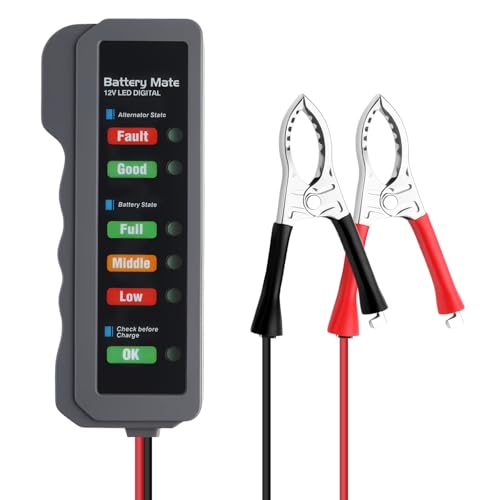 12V Battery and Alternator Tester Automotive,Easy to Use Car Battery Tester with LED Indication,Analyzer to Check Car Batteries Load Testers for SUVs,Trucks,Motorcycles