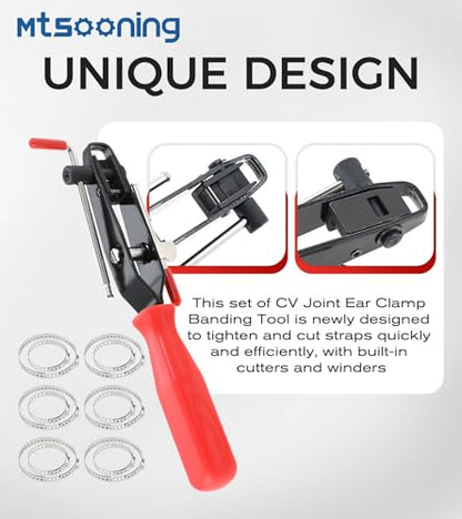 13Pcs CV Joint Banding Boot Axle Clamp Pliers Kit,Automotive Universal Adjustable Drive Shaft CV Boot Band Crimp Clamps,Stainless Steel CV Joint Boot Band Clamps for Most Cars