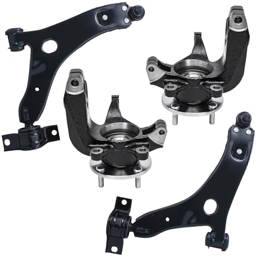 Detroit Axle - 4pc Front End Control Arms Kit for 06-11 Ford Focus, Steering Knuckles and Wheel Bearing Hubs Lower Control Arms w/Ball Joint 2006 2007 2008 2009 2010 2011 Replacement - size: 4CU47695/4PC