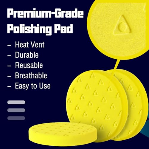 5.5IN Buffing Pads, Polishing Pad 3 Pcs 5.5 INCH Yellow Medium Cut Pad, High-Density Foam Buffing Pads for Car Boat Buffer Compounding, Polishing and Waxing - color: Yellow, size: 5.5 - Inch