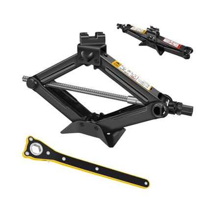 Generic 2T Scissor Jack Car Jack with Larbor-Saving Ratchet Wrench Easy to Lift or Low, Adjustable Lifting Height from 90mm to 360mm, Lightweight Portable Scissor Lift Jack for Small, Medium Vehicles