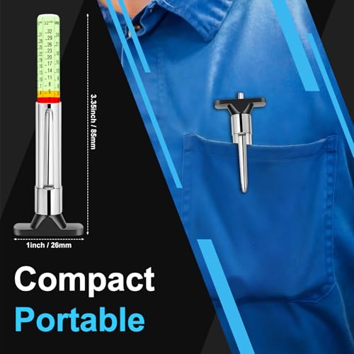 5 Packs Tire Depth Gauge 32nds, Luminescen Color Coded Tire Thread Wear Measure Tool with Pocket Clip, Tire Tread Depth Gauge with Dual Scale for Car,Truck,Moto - size: 5PCS