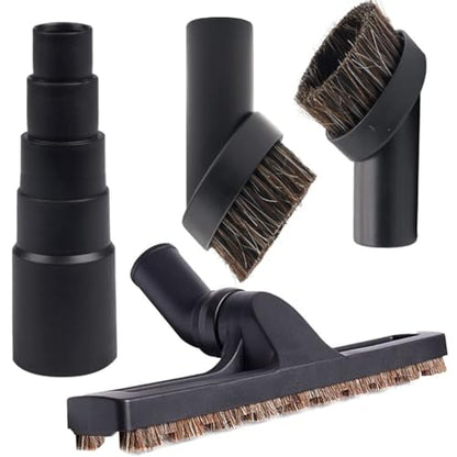 Vacuum Attachments Set with Vacuum Floor Brush, 2 Horse Hair Vacuum Attachment and Universal Vacuum Hose Adapter Fit for Shop Vac Accessories with 1", 1 1/4'', 1 3/8'', 1 1/2'', 1 7/8" Diameter - size: 4 Pack