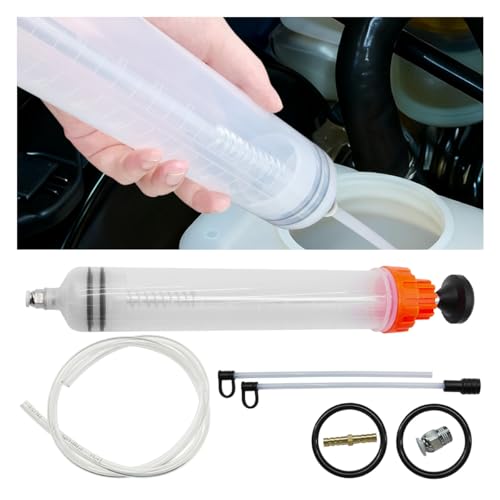 500cc Automotive Fluid Extractor & Fill Pump, Engine Oil Extractor Pump with Hose & Extension Tubes, Brake Fluid Transfer Syringe for Car, Ship, Golf Cart, Lawn Mower (White)