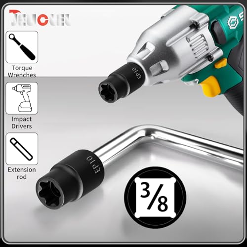 EP Socket EP10, 6 Point 3/8” Dr Female External E-Torx Plus Socket | EP Socket, Female External, E-Torx Plus Socket, External, Cr-V Steel, High Deformation Prevention - size: EP10