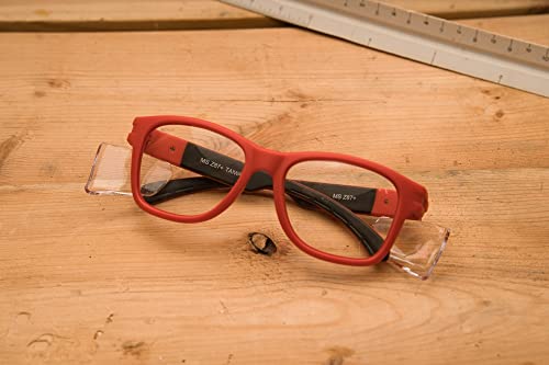 MAGID Y50 Safety Glasses for Construction | Red Frame — 1 Pair, Clear Lens | Side Shields, ANSI Z87.1+, Anti-Fog, Scratch-Resistant, 99.9% UV Protection, Polycarbonate Lens - color: Clear Lens | Red Frame, size: 1 Pair