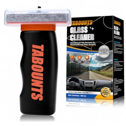 Handheld Glass Emulsion Cleaner Brush for Car Windshield, Oil Film Remover with 100 mL Solution, Removes Oily Haze, Road Grime & Water Spots for a Clearer Windshield View in Night & Rain, 1 Pack