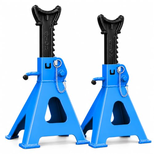 Jack Stands 3 Ton with Double Pin Lock and Large Foot Base for Garages,Repair Shops, Car Lifting Supports Jack, Blue - color: Blue